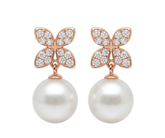 18KR 4 Clover Pearl Diamond Earring