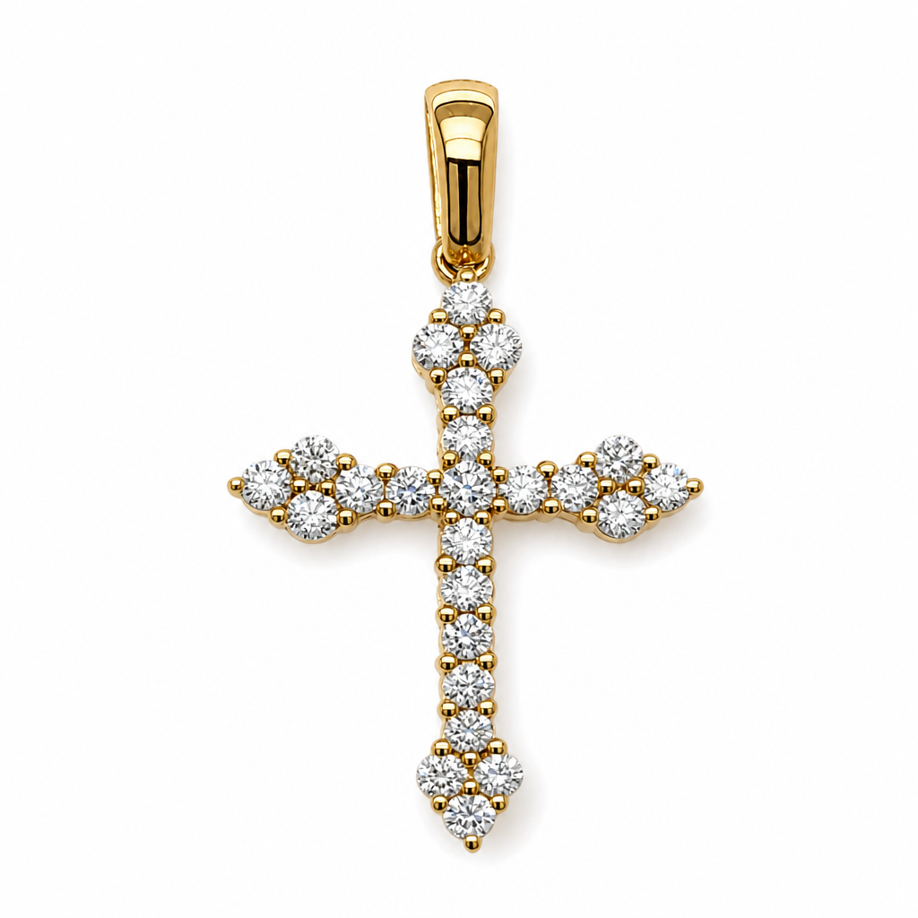 18KY Diamond Cross Pendant