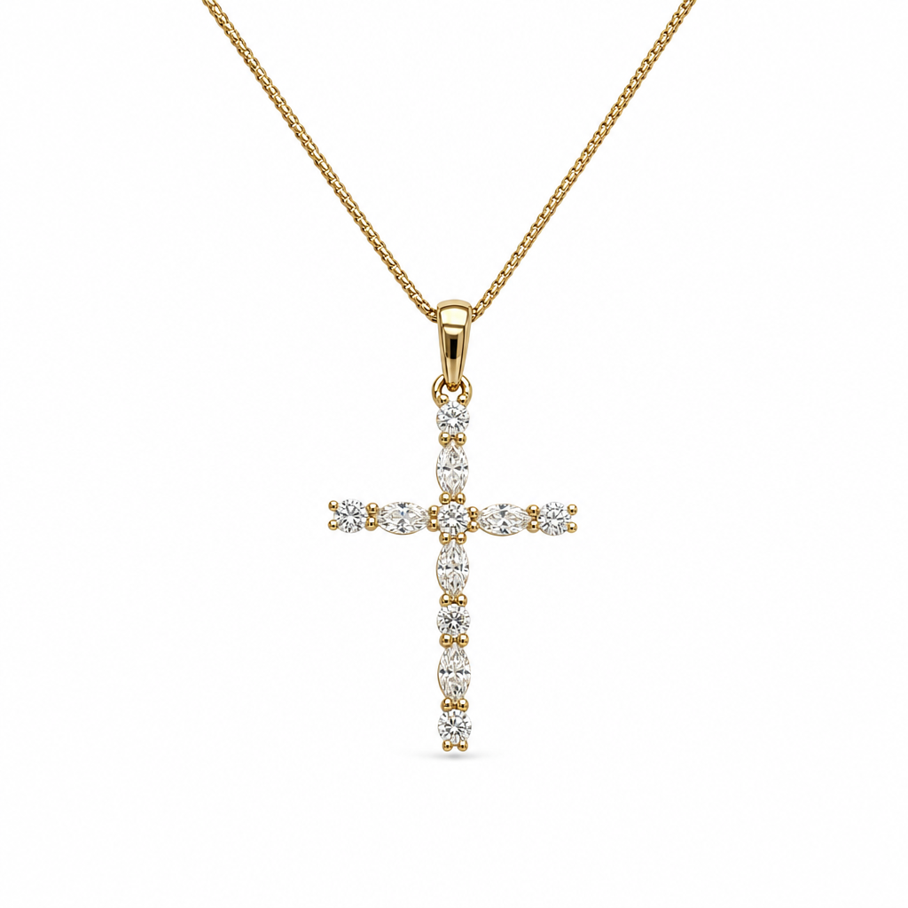 18KY Diamond Cross Pendant