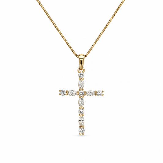 18KY Diamond Cross Pendant