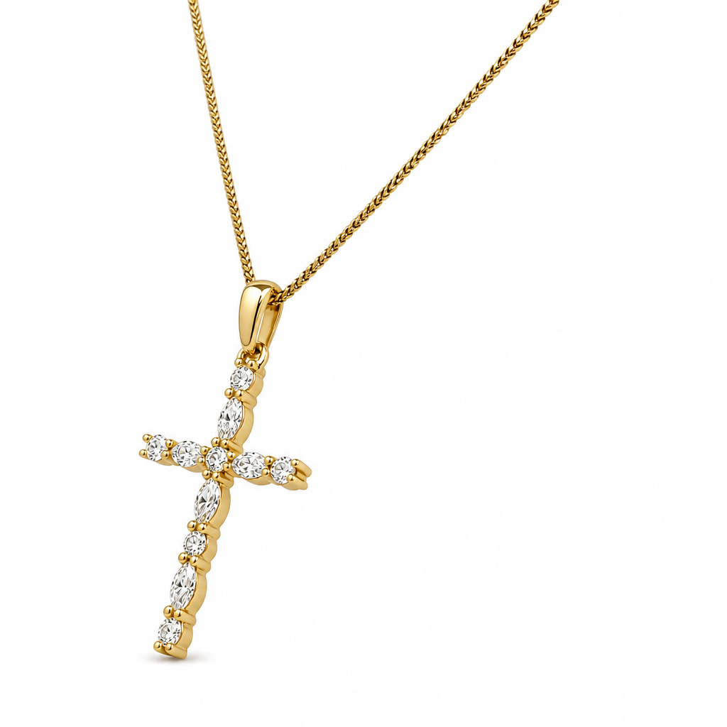 18KY Diamond Cross Pendant