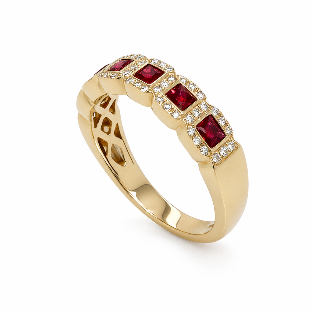 14KY 5 Ruby Diamond Ring