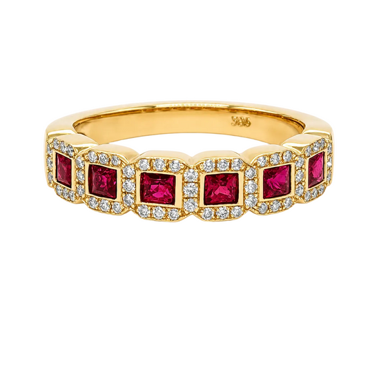 14KY 5 Ruby Diamond Ring