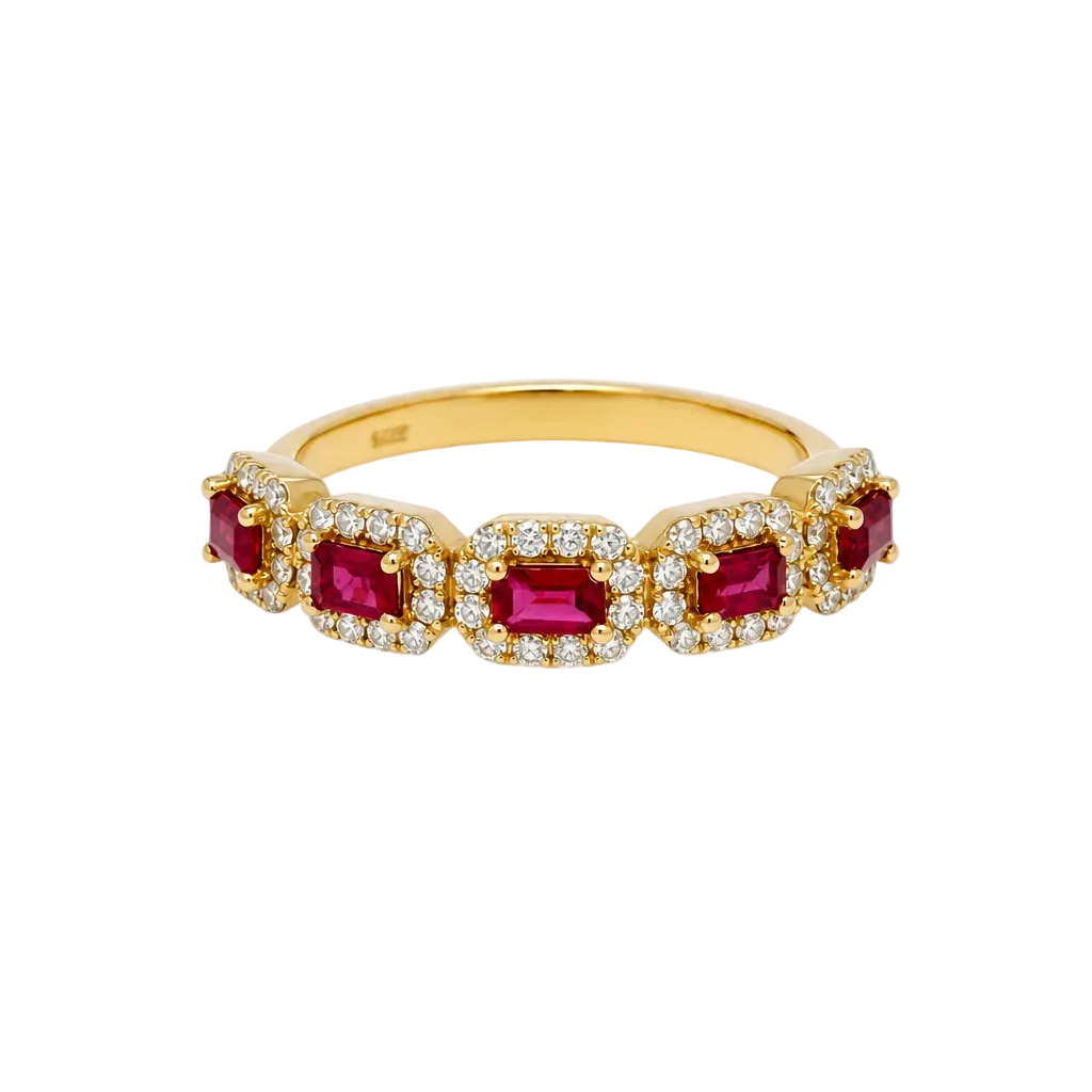 14KY 5 Ruby Diamond Ring