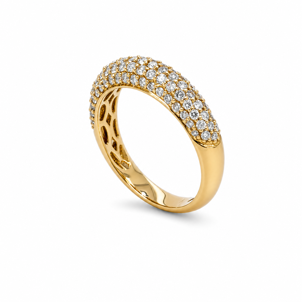 18KY 5 Row Diamond Band