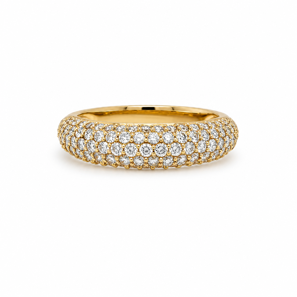 18KY 5 Row Diamond Band