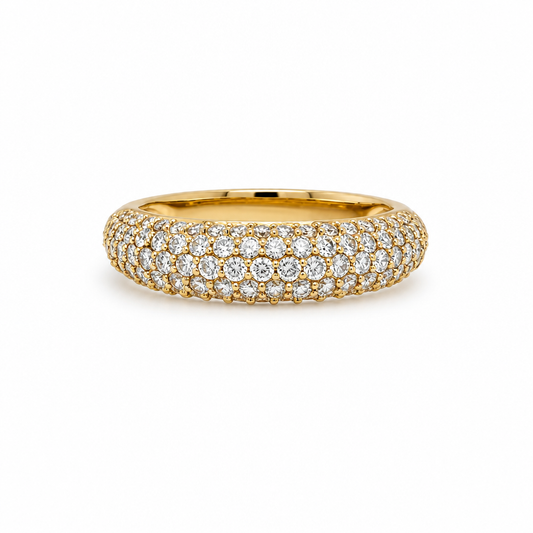 18KY 5 Row Diamond Band