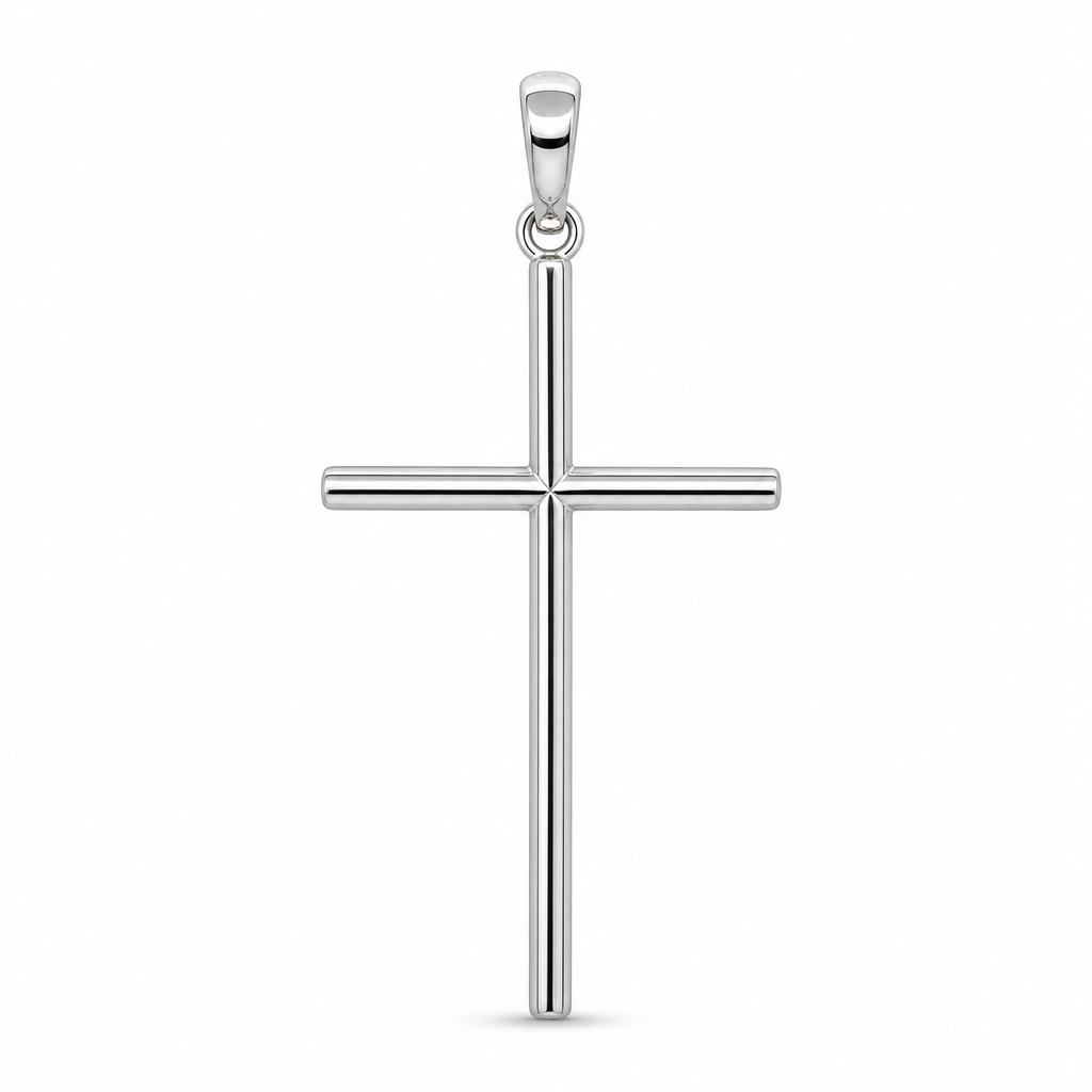 Platinum Straight Line Cross Pendant