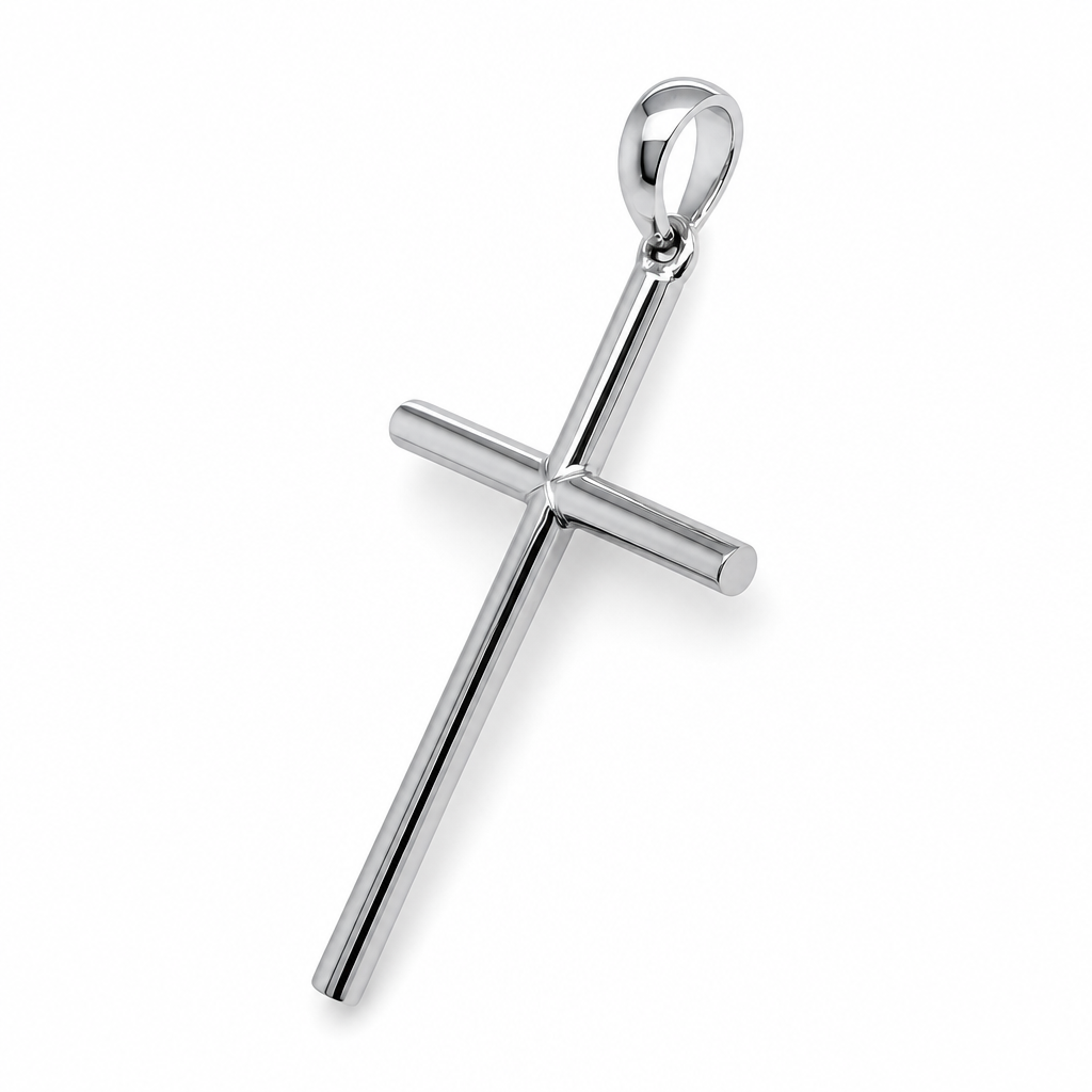 Platinum Straight Line Cross Pendant
