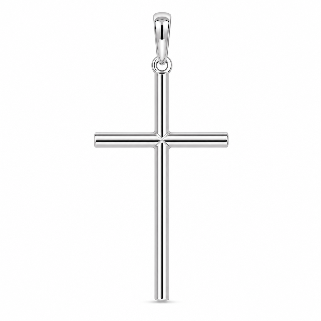Platinum Straight Line Cross Pendant