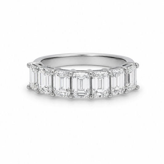 18KW 7 Emerald Diamond Ring