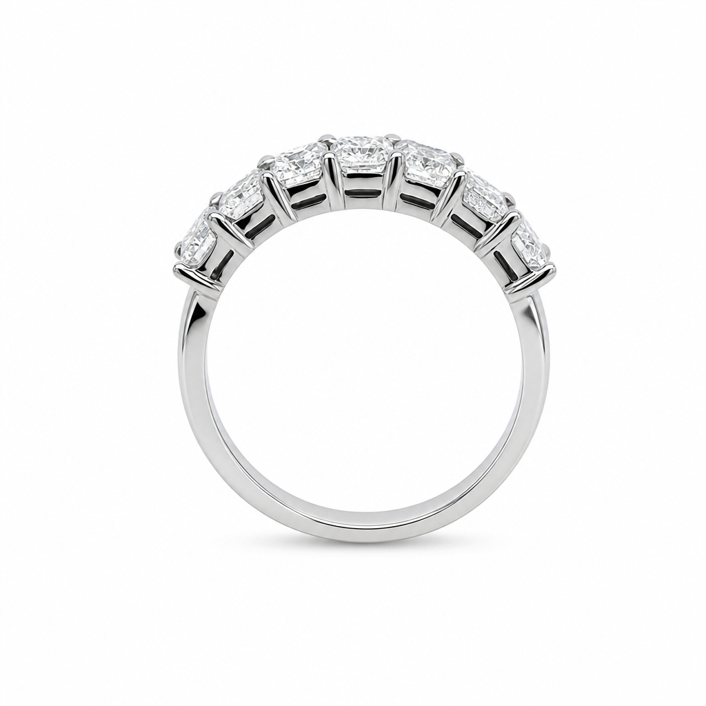 18KW 7 Emerald Diamond Ring