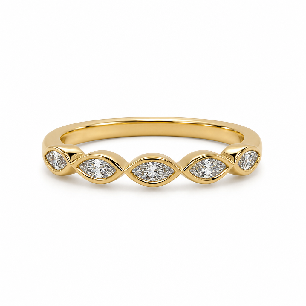 14KY Marquise Diamond Bezel Band