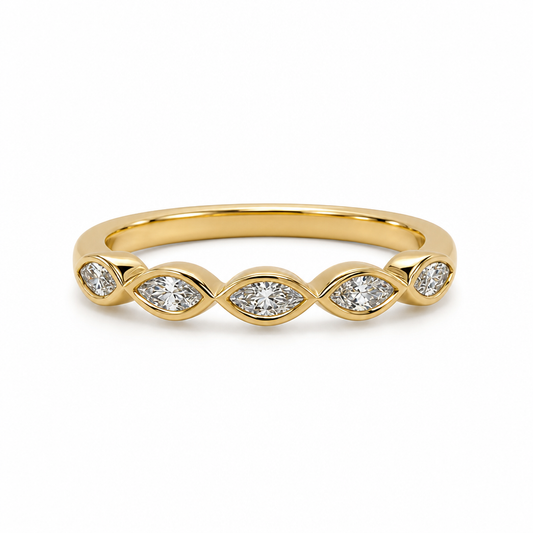 14KY Marquise Diamond Bezel Band
