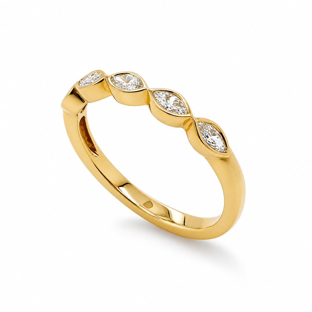 14KY Marquise Diamond Bezel Band
