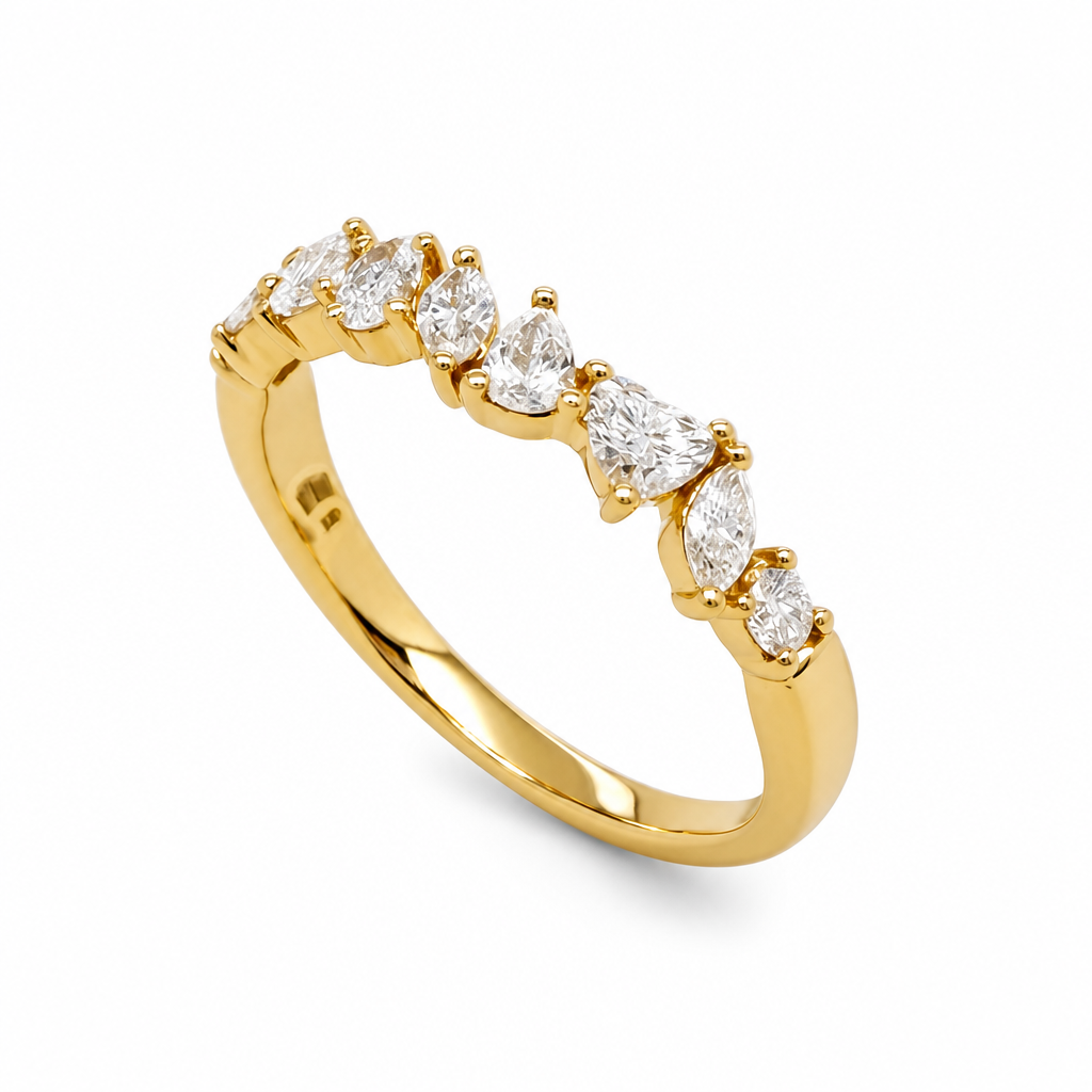 18KY Multi Shape Diamond Band