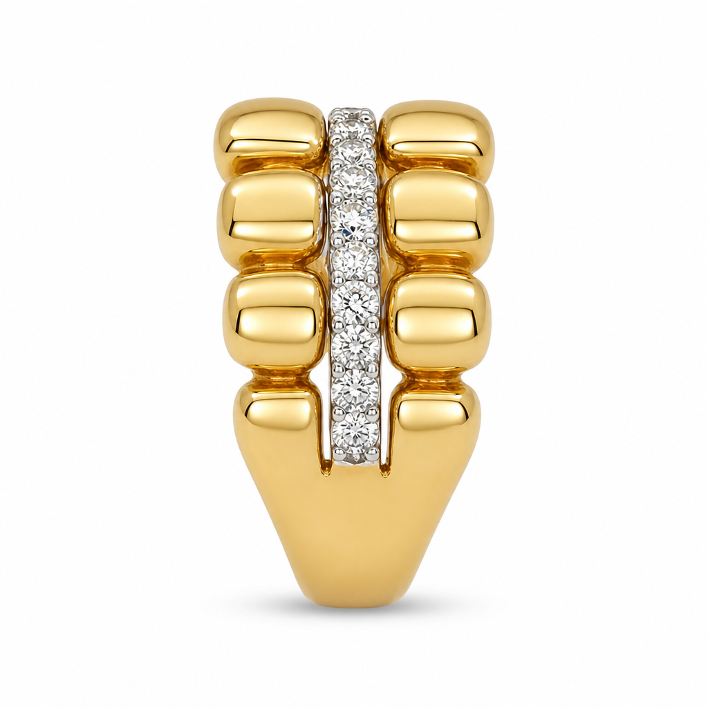 14KY 3 Row Boulder Fashion Diamond Ring