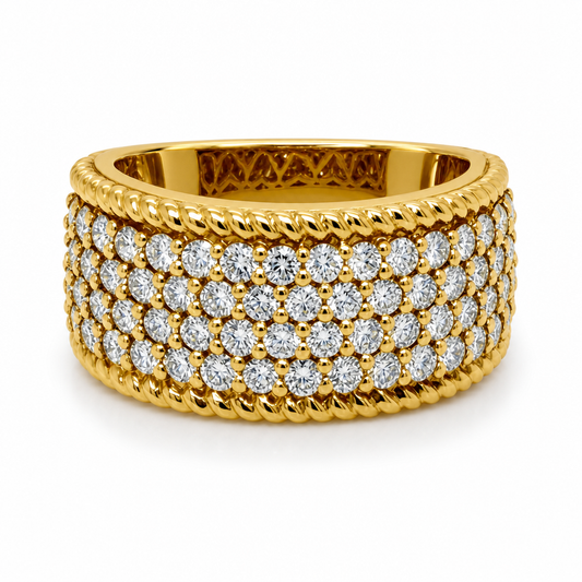 18KY 4 Row Fashion Diamond Band
