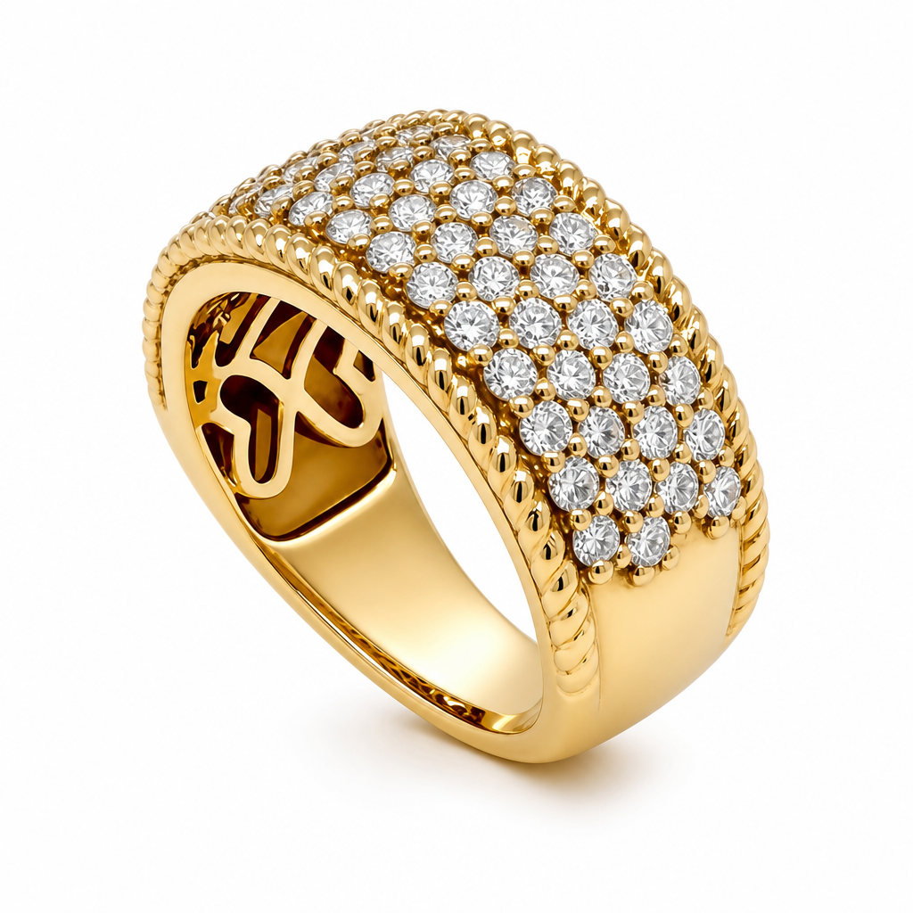 18KY 4 Row Fashion Diamond Band