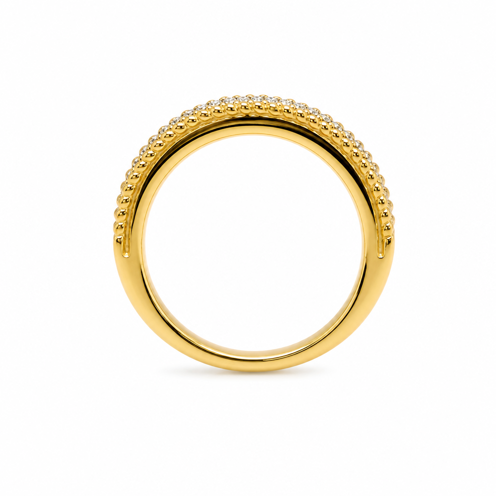 18KY 4 Row Fashion Diamond Band