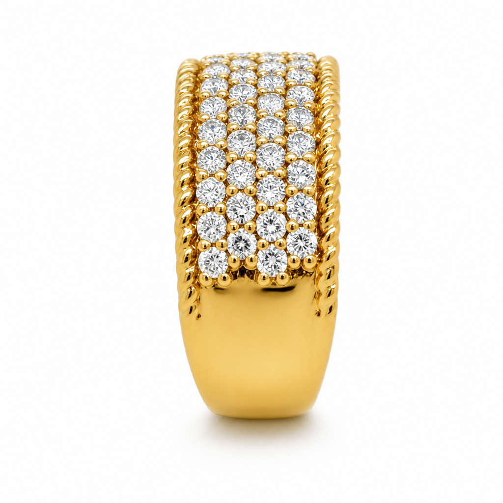 18KY 4 Row Fashion Diamond Band
