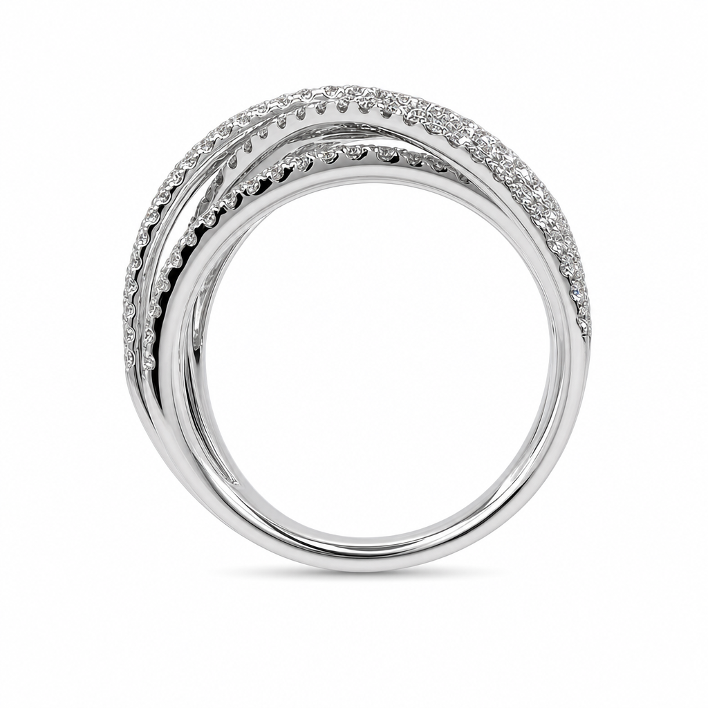 14KW Baguette Crossover Diamond Ring