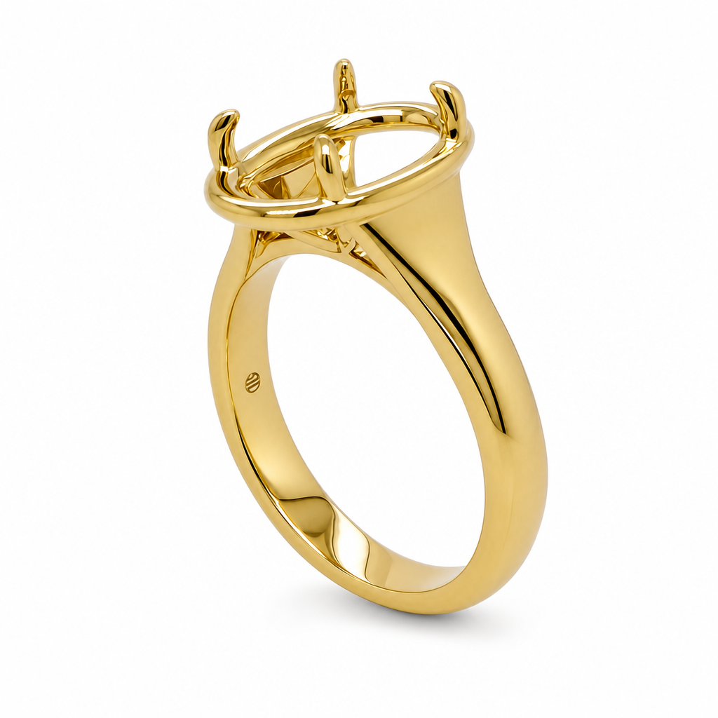 14KY Pear Shape Wide Shank Solitaire Mount Ring