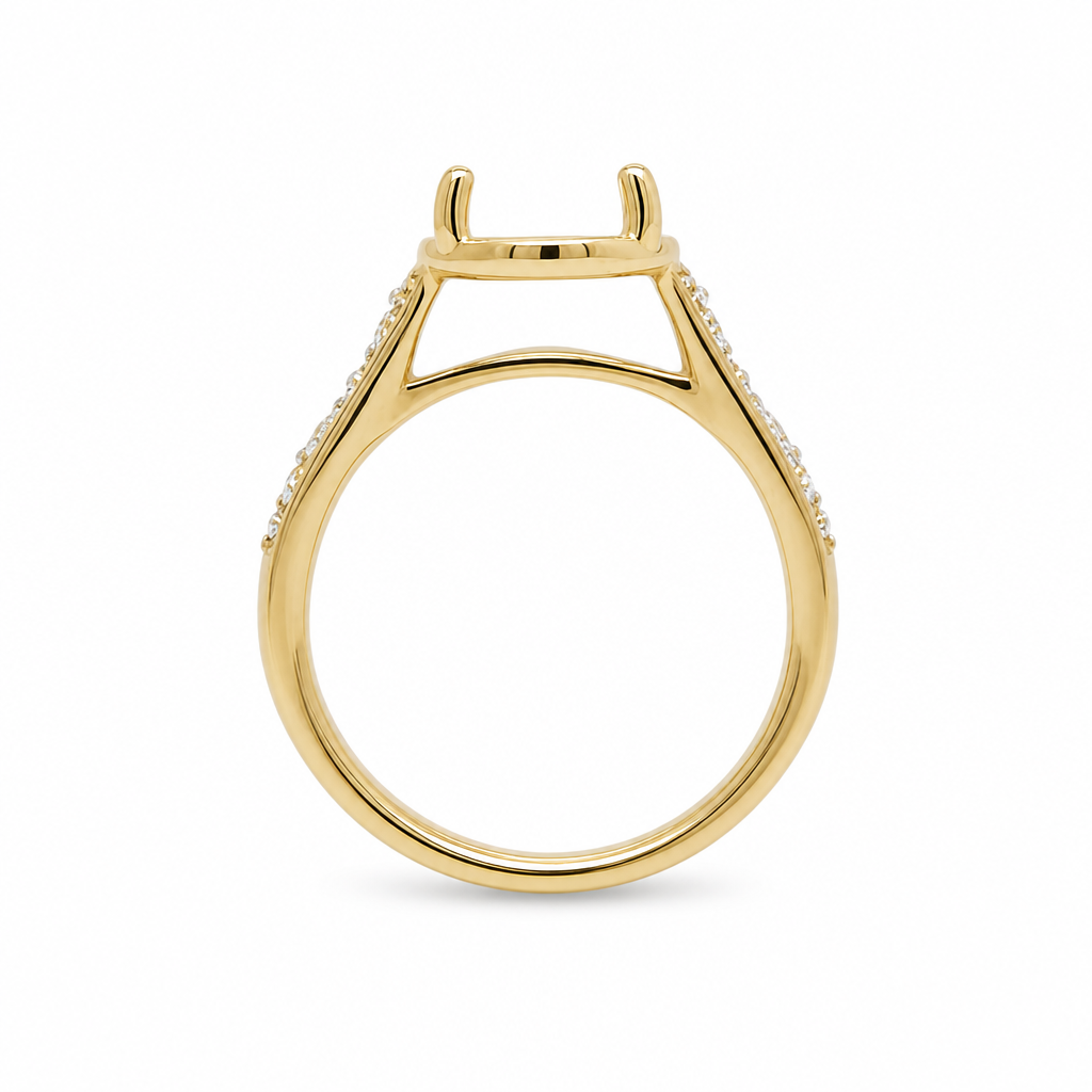 14KY Prong Bezel Set Wide Semi Mount RIng