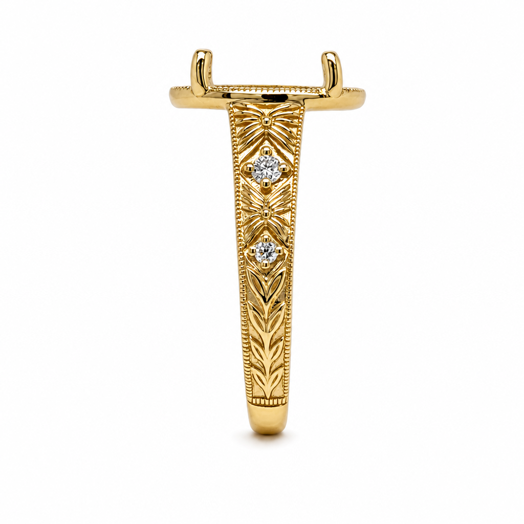 14KY Prong Bezel Set Wide Semi Mount RIng