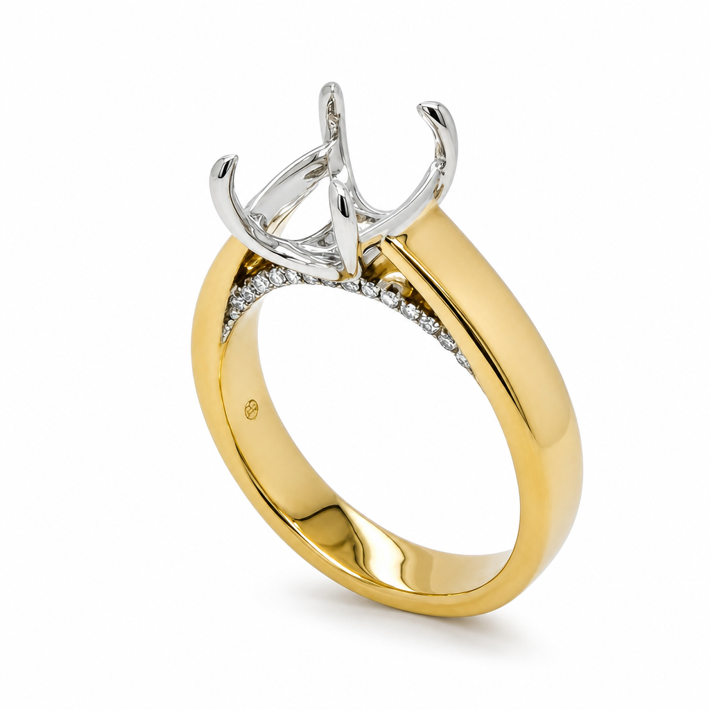 14KY Pear Shape Wide Shank Semi Mount Ring