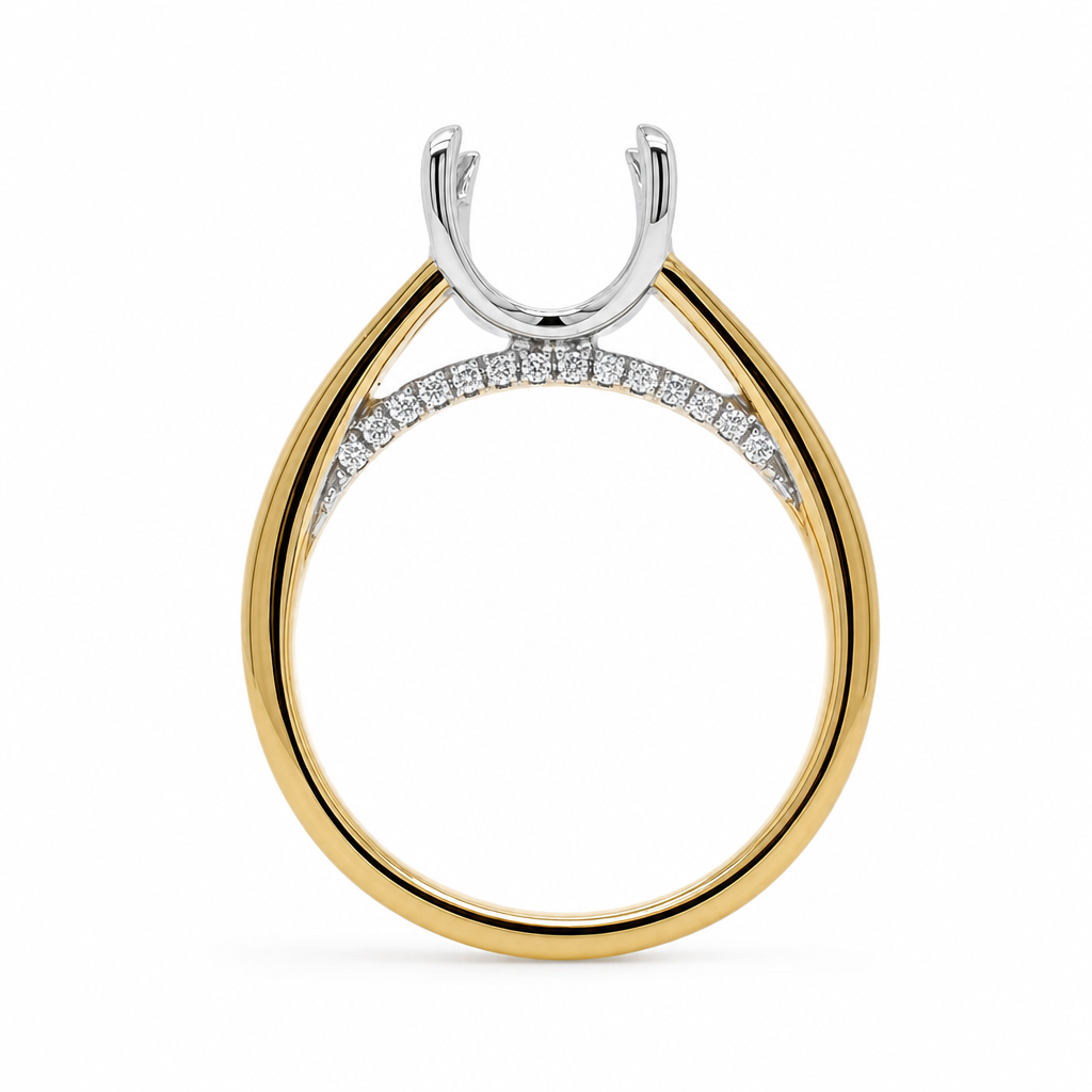 14KY Pear Shape Wide Shank Semi Mount Ring
