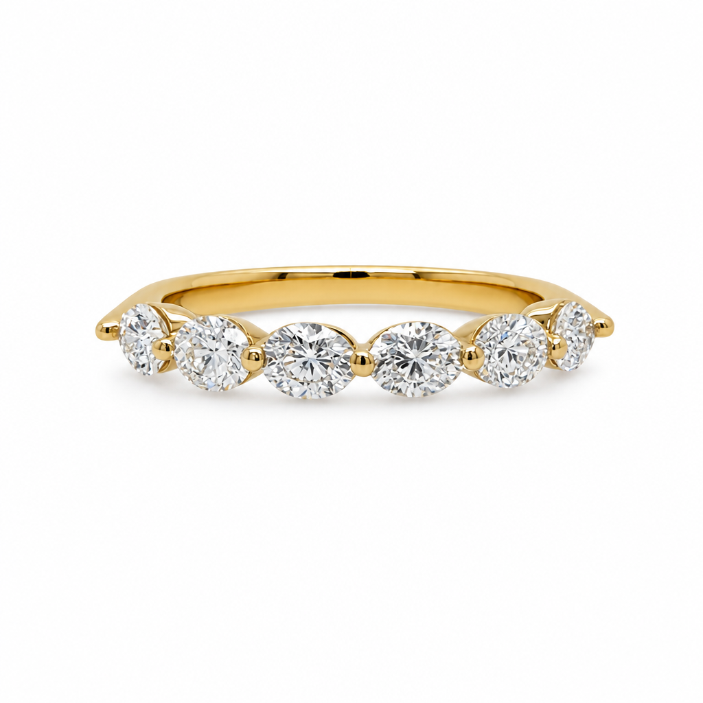 14KY 6 Oval Diamond Single Prong Band