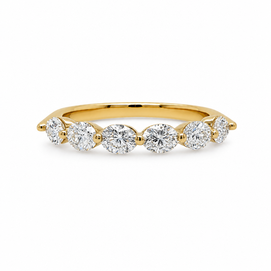 14KY 6 Oval Diamond Single Prong Band