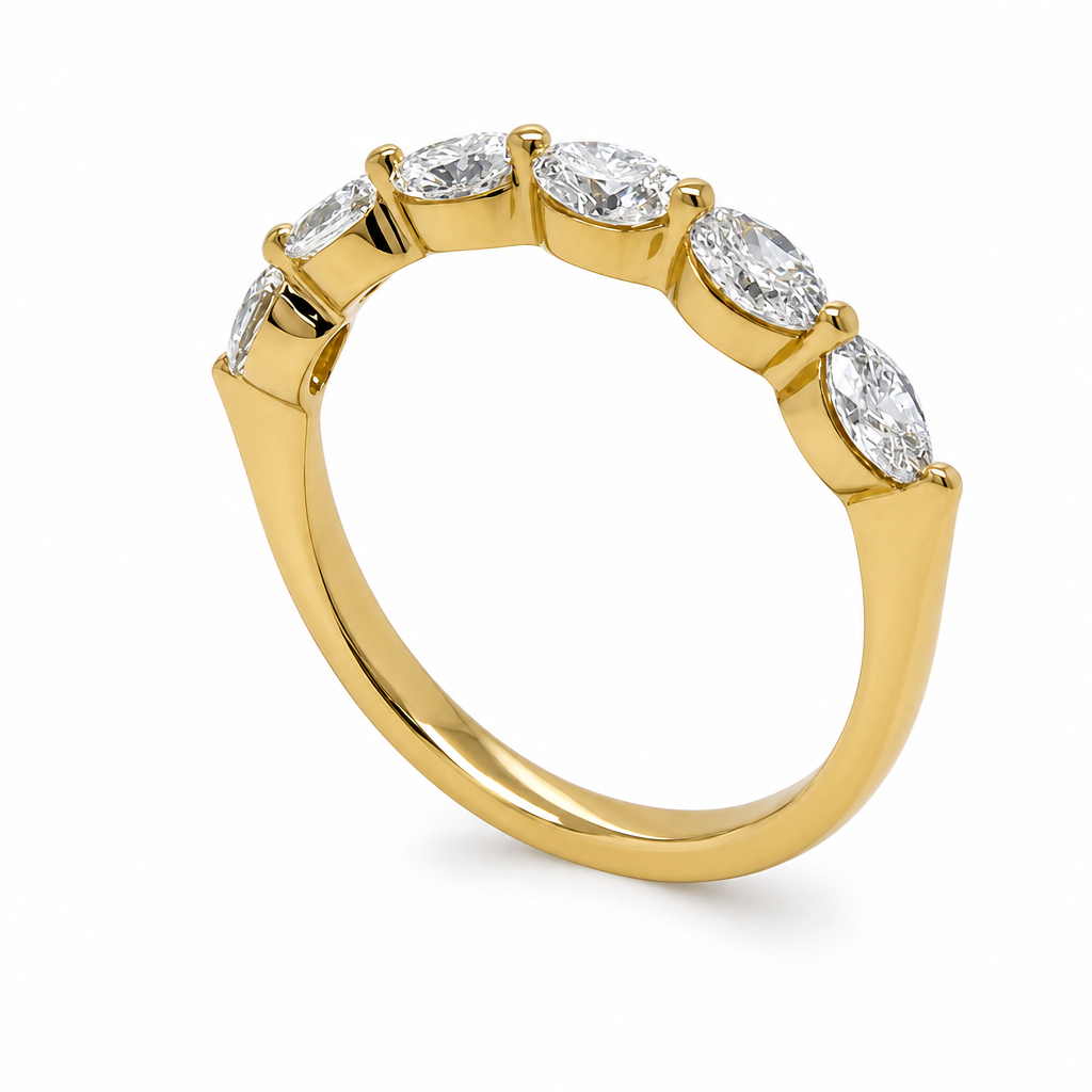 14KY 6 Oval Diamond Single Prong Band