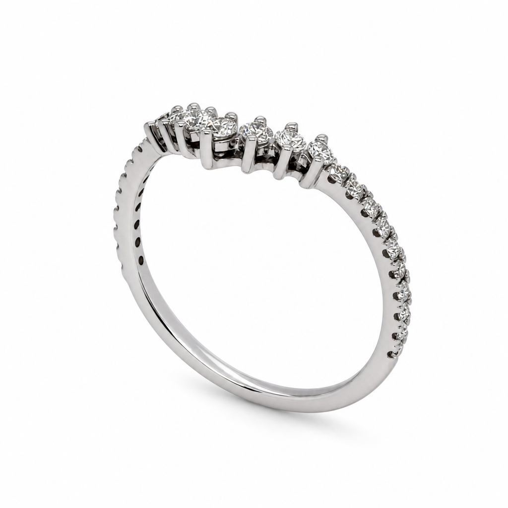 14KW Round Diamond Wrap Contour Band