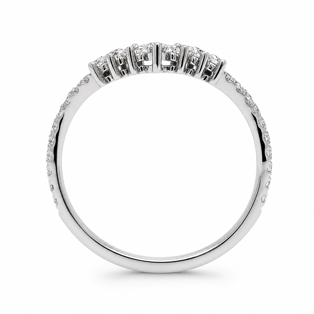 14KW Round Diamond Wrap Contour Band