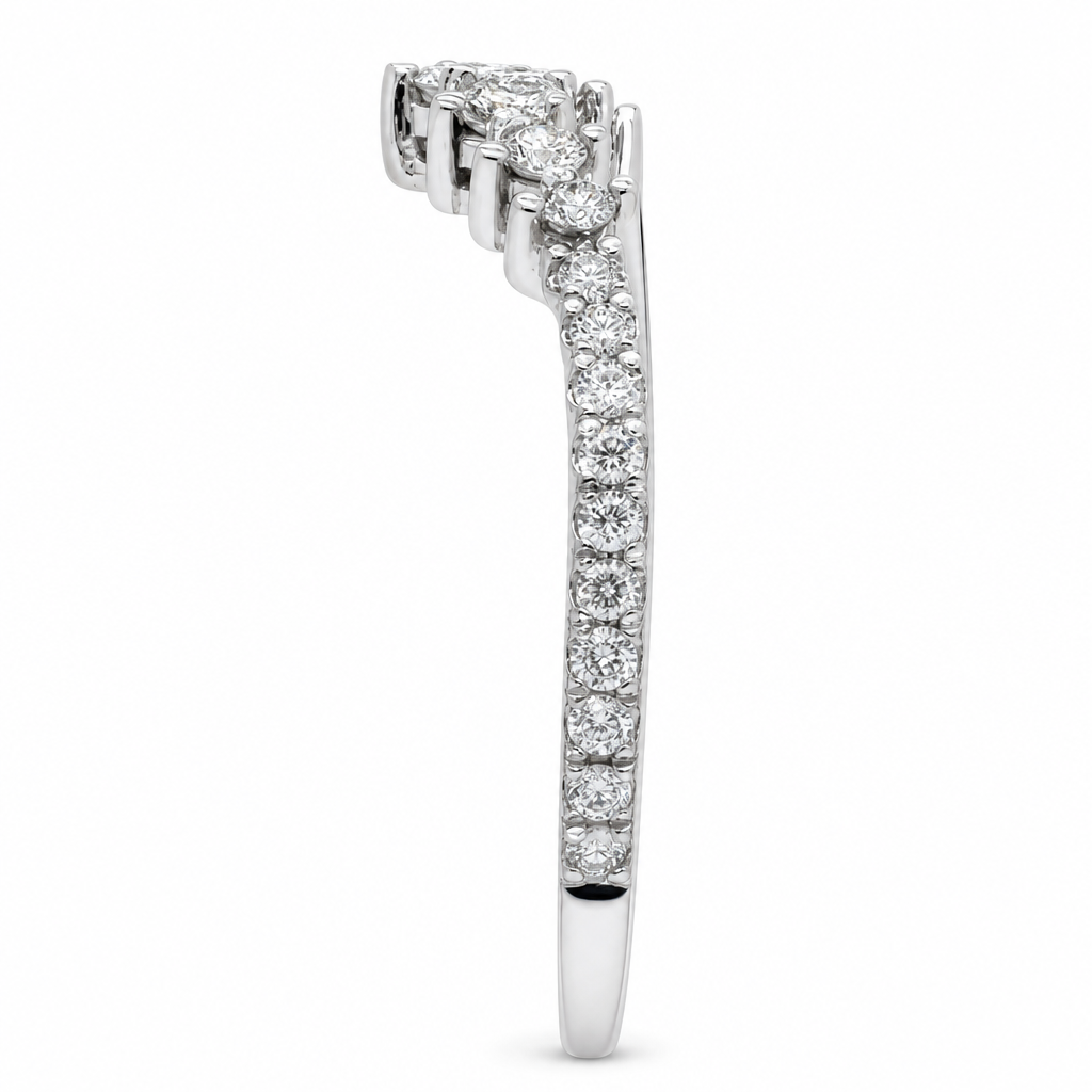 14KW Round Diamond Wrap Contour Band