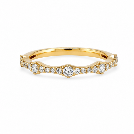 18KY Stackable Big & Small Diamond Band