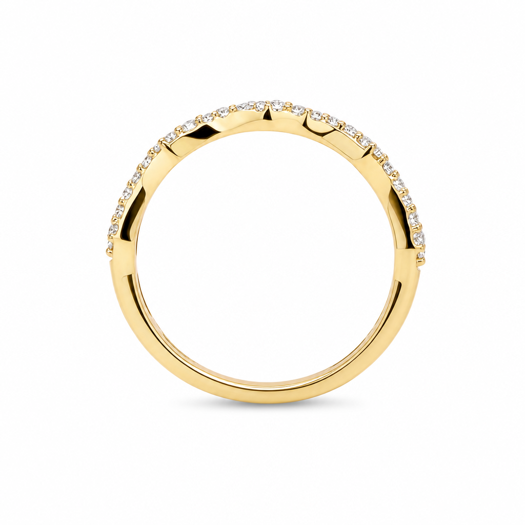 18KY Stackable Big & Small Diamond Band