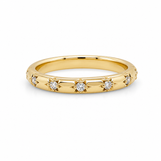 14KY Star High Polish Diamond Band