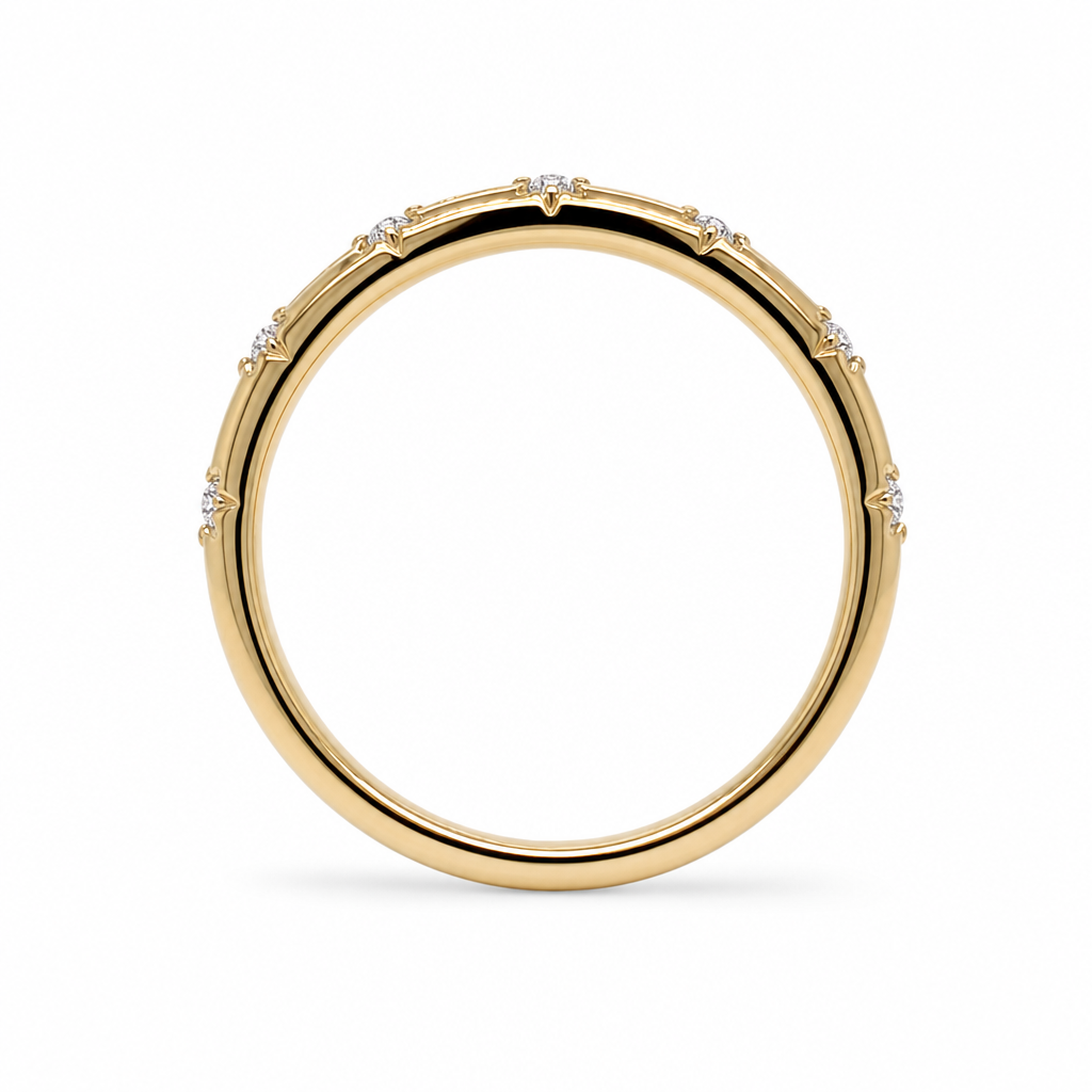 14KY Star High Polish Diamond Band