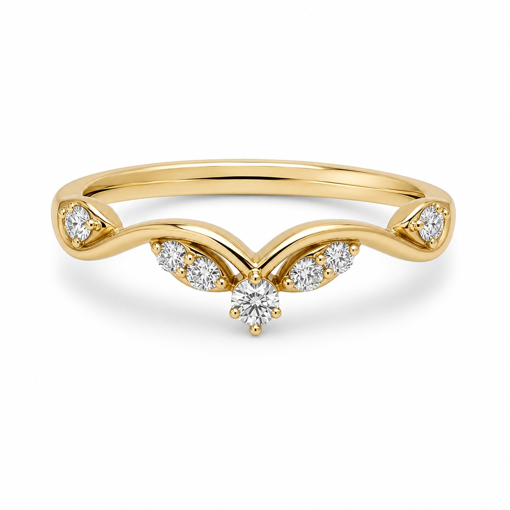 14KY Princess Contour Diamond Band