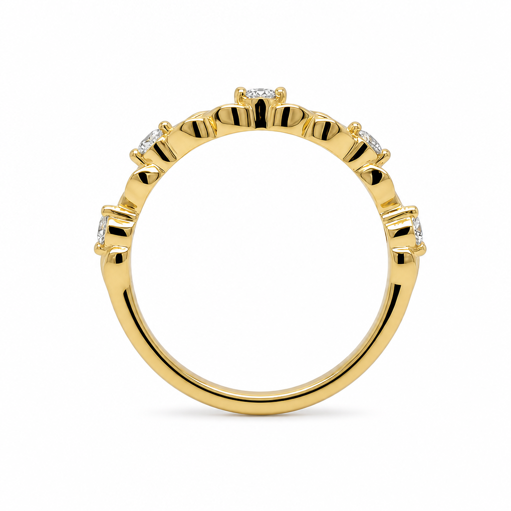 14KY Round Floral Diamond Band