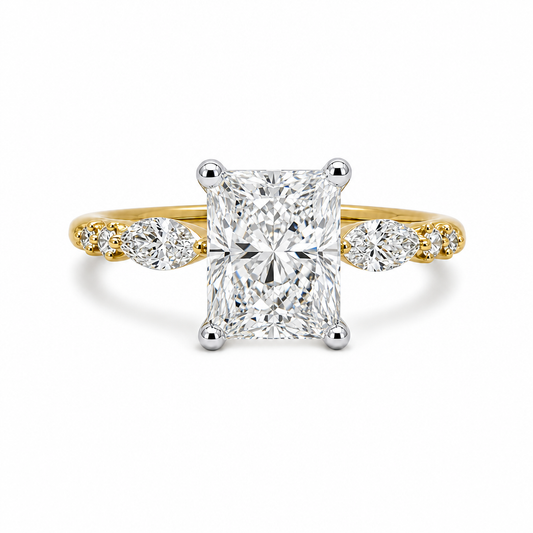 14KY Marquise & Round Accent Semi Mount Ring