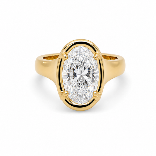 14KY Oval Shape Wide Shank Solitaire Mount Ring