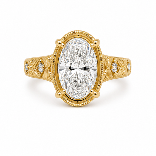 14KY Prong Bezel Set Wide Semi Mount RIng