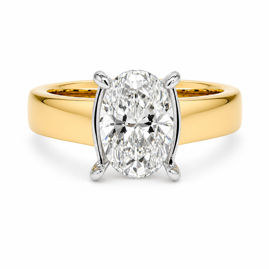 14KY Oval Shape Wide Shank Semi Mount Ring