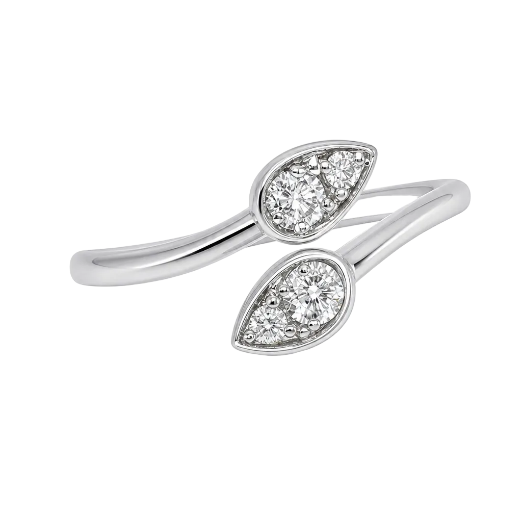 14KW White Bypass Pear Shaped Diamond Band