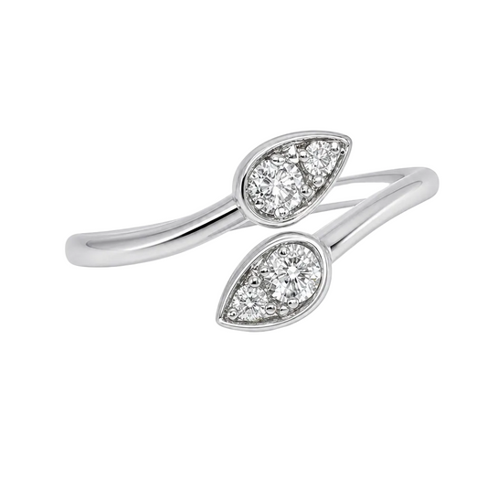 14KW White Bypass Pear Shaped Diamond Band