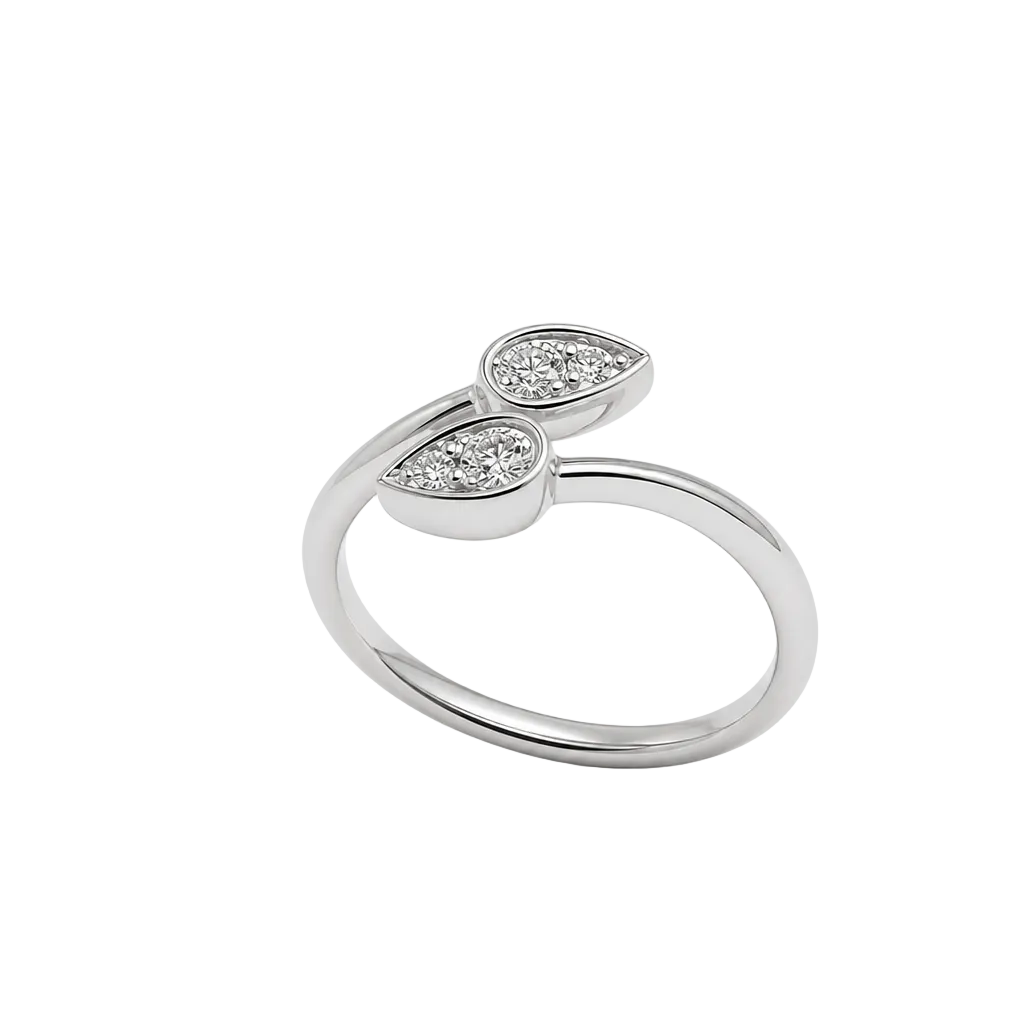 14KW White Bypass Pear Shaped Diamond Band